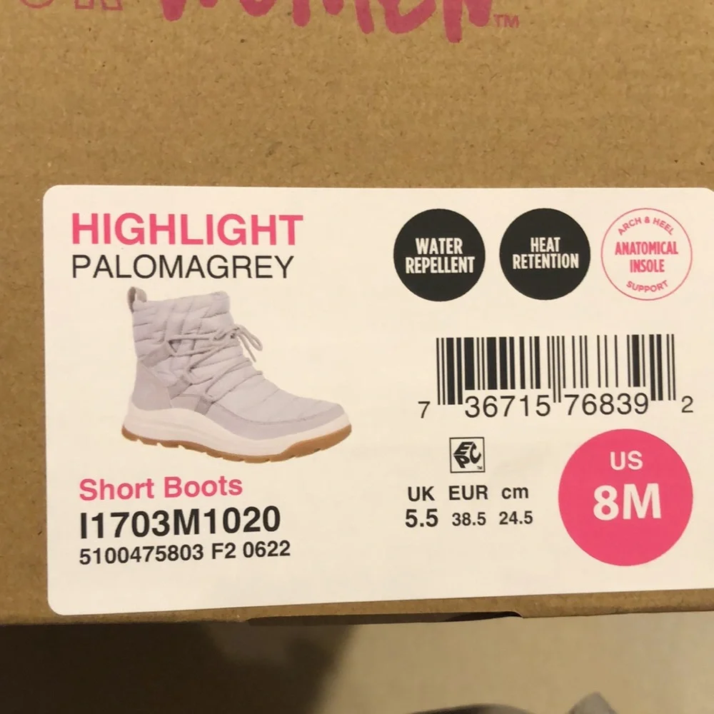 RYKA HIGHLIGHT WINTER BOOT PALOMA GREY US SIZE 8 NEW IN BOX